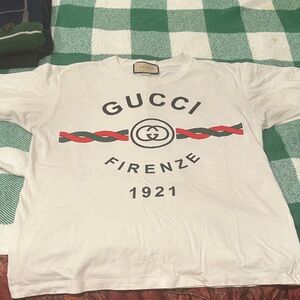 Gucci White Tee with Red and Green Accents